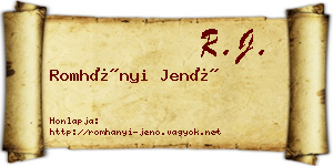 Romhányi Jenő névjegykártya
